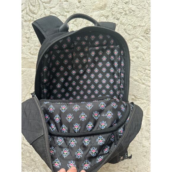 Vera Bradley Black Quilted Laptop Backpack Large Essential Travel School - Picture 4 of 6